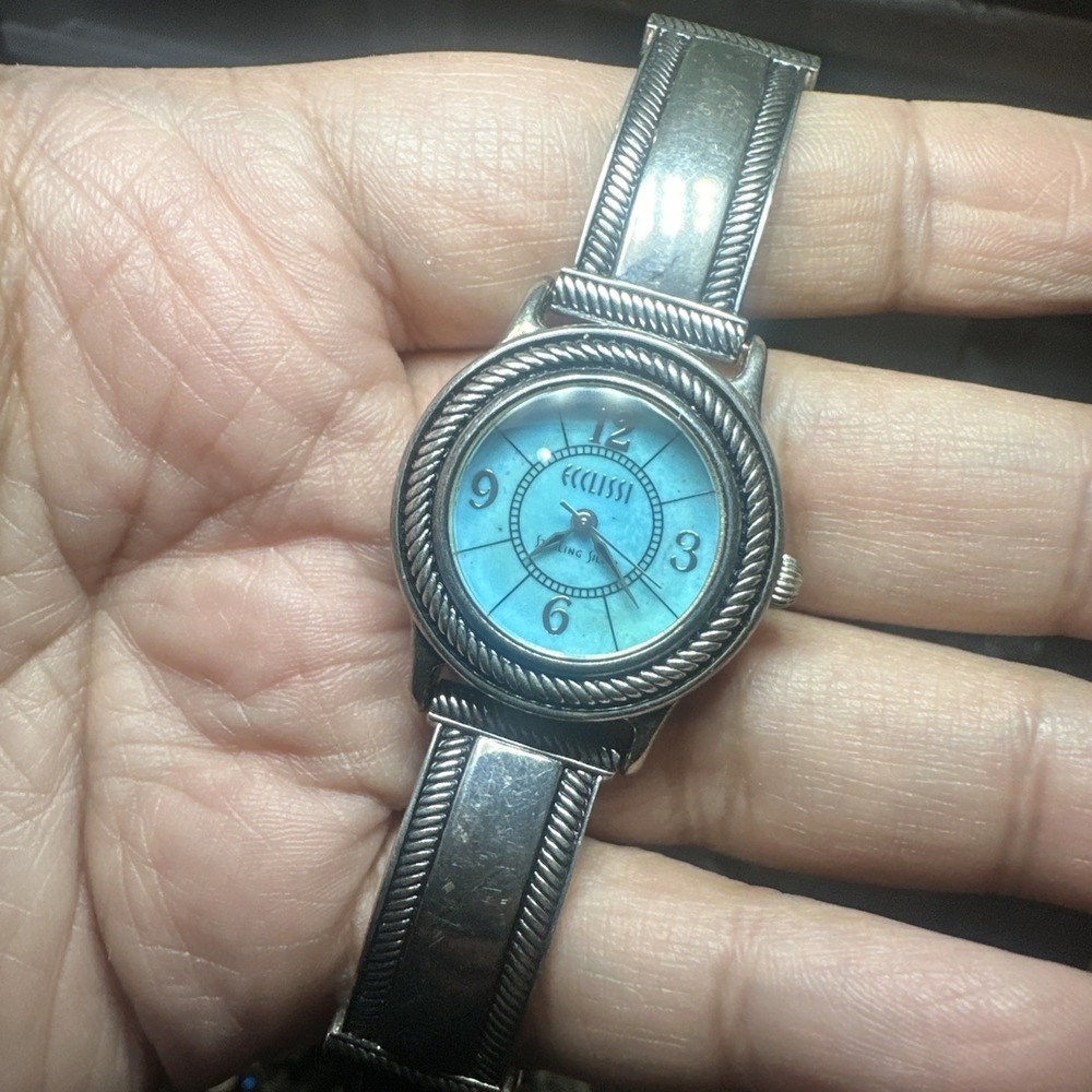 Working ECCLISSI Sterling Silver 925 Ladies Watch Bracelet Black 29mm -  Mint
